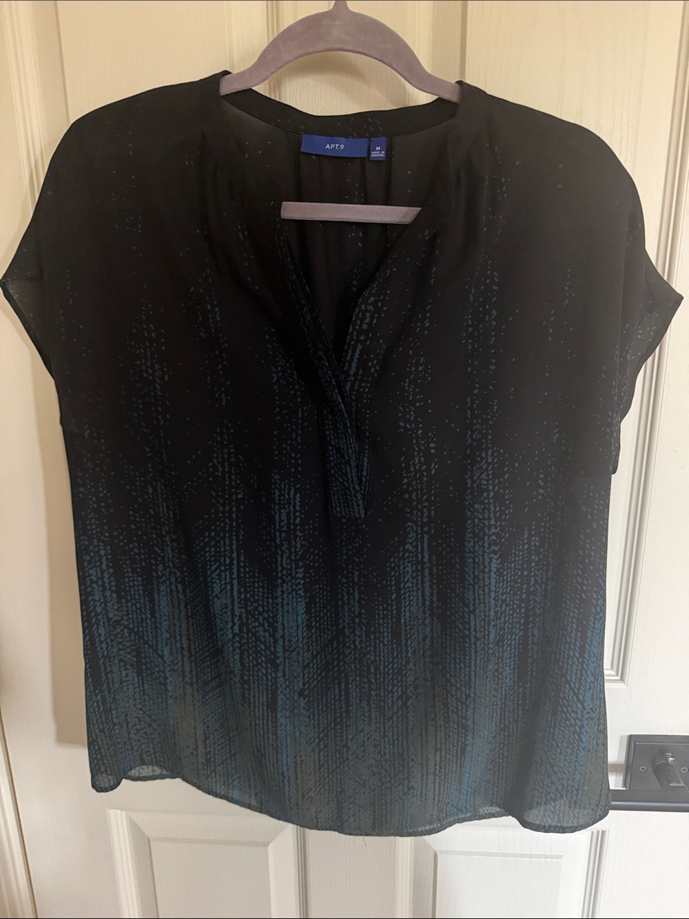 Apt. 9 Black Blouse with Teal Accent